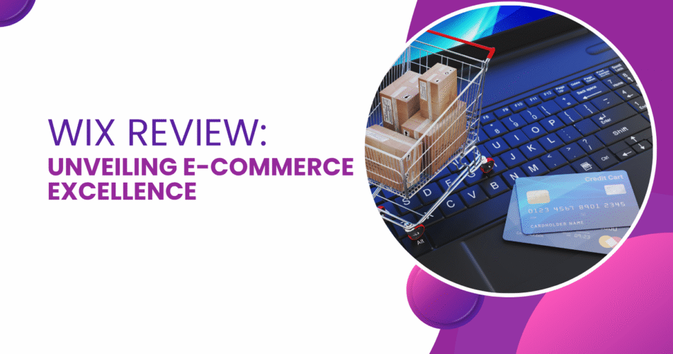 Digital shopping theme representing Wix e-commerce review.